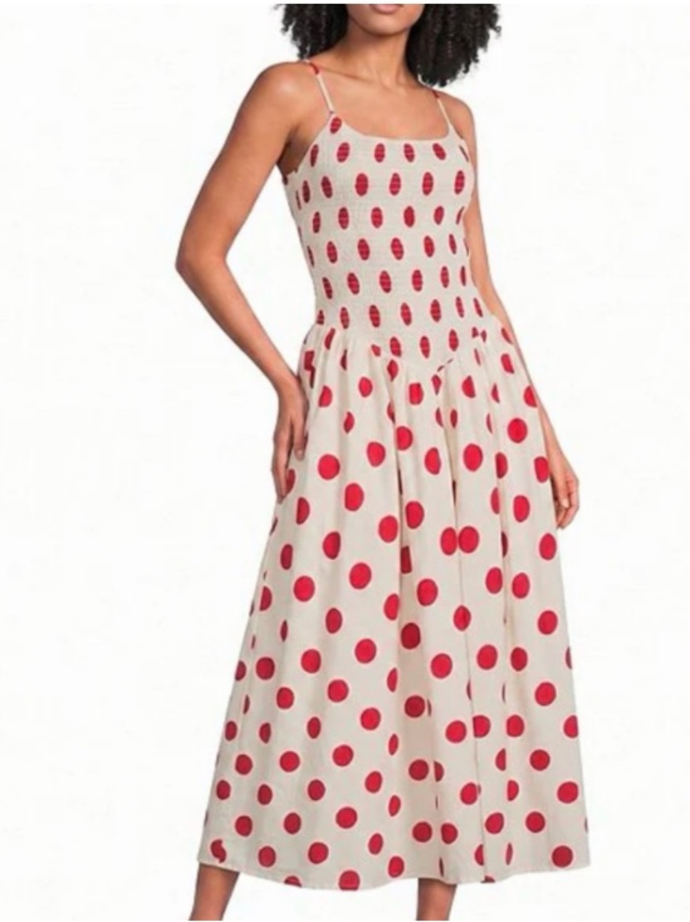 Lucy Paris "Devin" Polka Dot Smocked Maxi Dress NWT S655